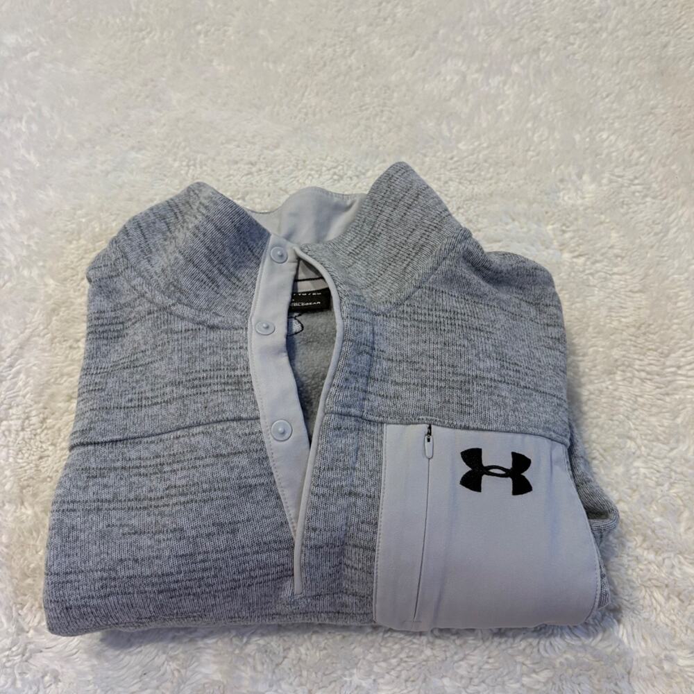 Under Armour Mens Pullover Henley 2.0 ColdGear 1/4 Snap XL Grey Gorpcore Outdoor